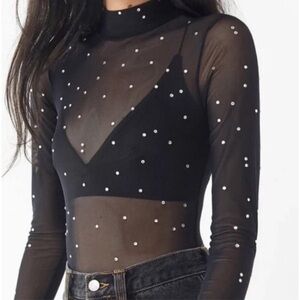 Urban Outfitters Out From Under Mesh Rhinestone Long Sleeve